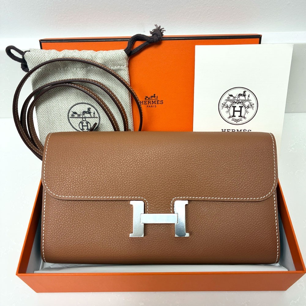 Hermes Constance Wallet To-Go Gold Togo Palladium Hardware in Box 2024