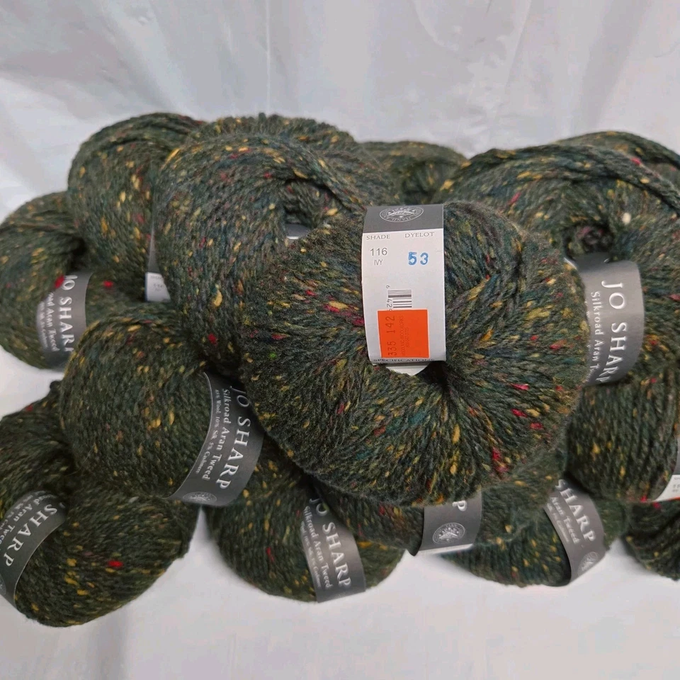 LOT 17 Balls JO SHARP SILKROAD Aran Tweed Yarn IVY 116 Wool Silk Cashmere LUXURY - Image 3 of 4