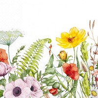 20 Servietten Field Of Flowers Blumenwiese Garten Farne BlüTen Naturell 33X33Cm
