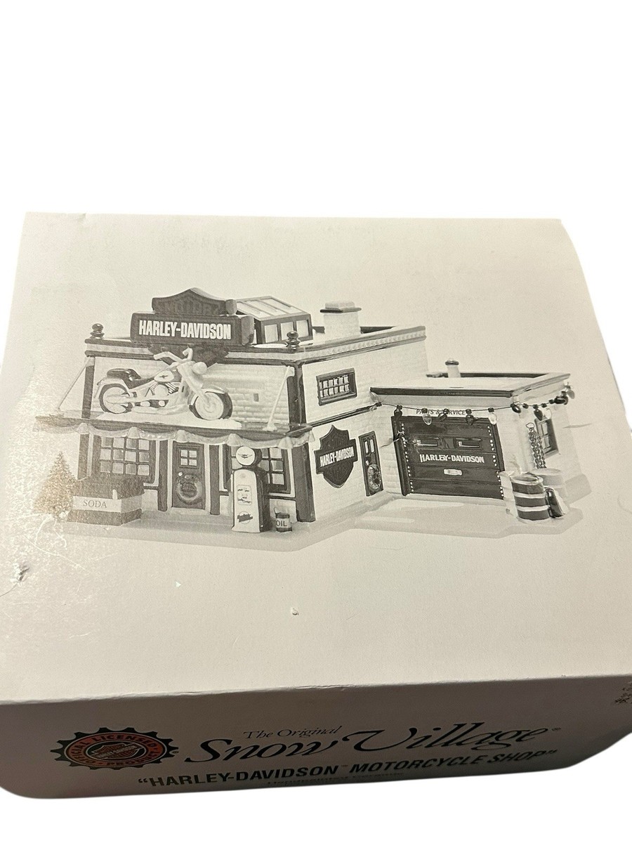 Department 56 Harley Davidson Motorcycle Shop Snow Village 54886