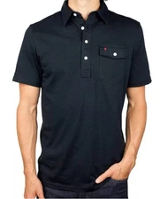 CRIQUET AUSTIN Mens Polo Classic Players Shirt Sz Medium Pima Cotton Black NWT
