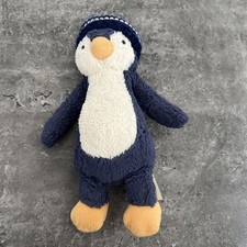 Jellycat Small Bashful Navy Bobble Hat Penguin - Blue Penguin Stripe Hat 8”
