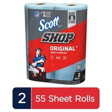 Multi-Purpose Shop Towels, 2 Rolls, 55 Sheets Per Roll, 110 Total Sheets, Strong