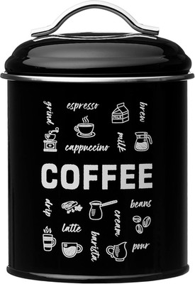 Coffee Fix Metal Coffee Canister | Black Metal Storage Container with Handles |