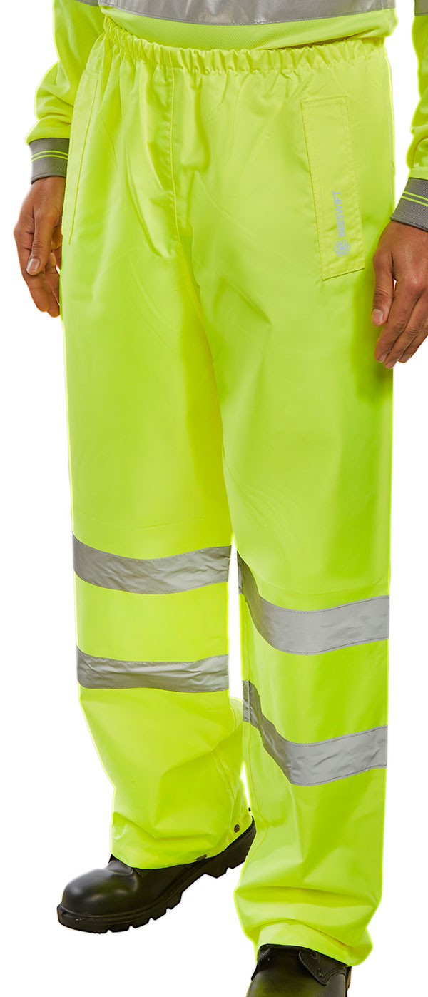 Beeswift Hi-Vis Waterproof Traffic Trousers Saturn Yellow Size XL
