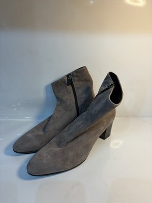 Italienische Leder Stiefeletten Velours taupe Gr 39,5 Made in Italy Absatz