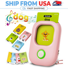 Pink Toddler Talking Flash Cards Learning Toy Kids Preschool Educational 1-5Ages