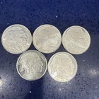 (5) Random Mint 1-oz Silver Buffalo Round BU