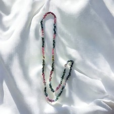 Multi Tourmaline Uncut Polished Genuine Gemstone Chip Bead Necklace Strand 34"