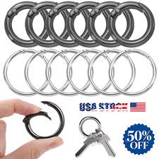 10  Round Snap Carabiner Metal Rings Spring Keyring Buckle Clip Spring Ring USA