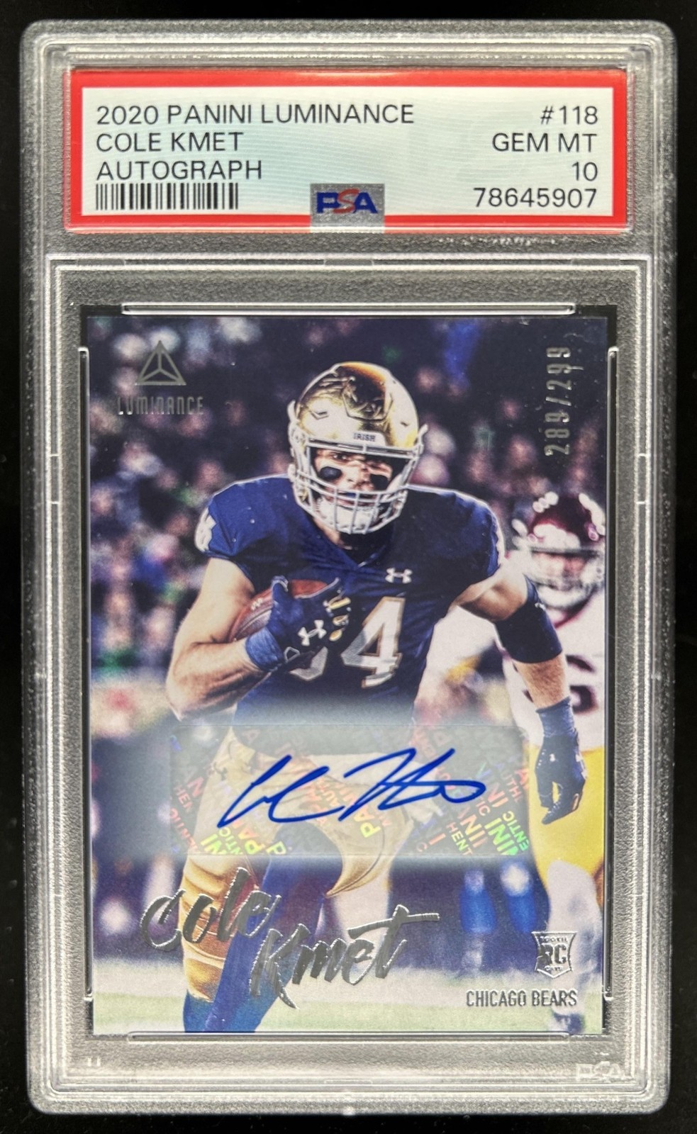 Cole Kmet Panini Luminance #118 Autograph