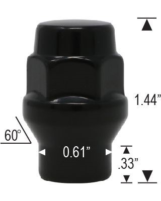24 ET Style Bulge Acorn Lug Nuts 12x1.5 Black 3/4" Hex - Picture 2 of 2