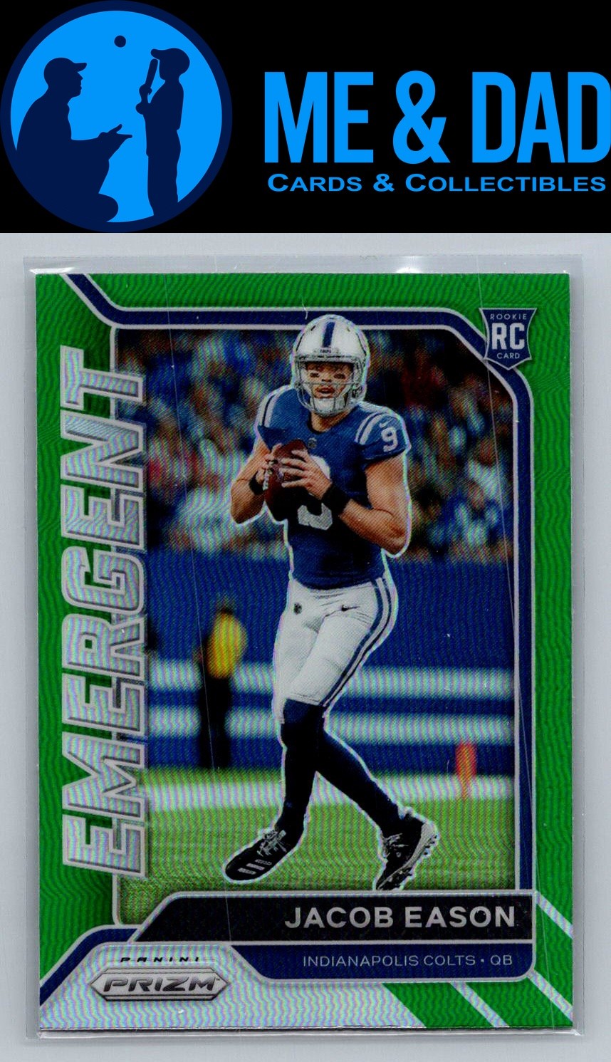 2020 Panini Prizm #13 Jacob Eason Emergent Prizms Green