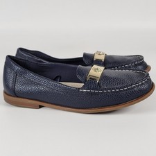 Anne Klein Nasima iflex Women's Navy Blue Loafer Gold Metal Size 9
