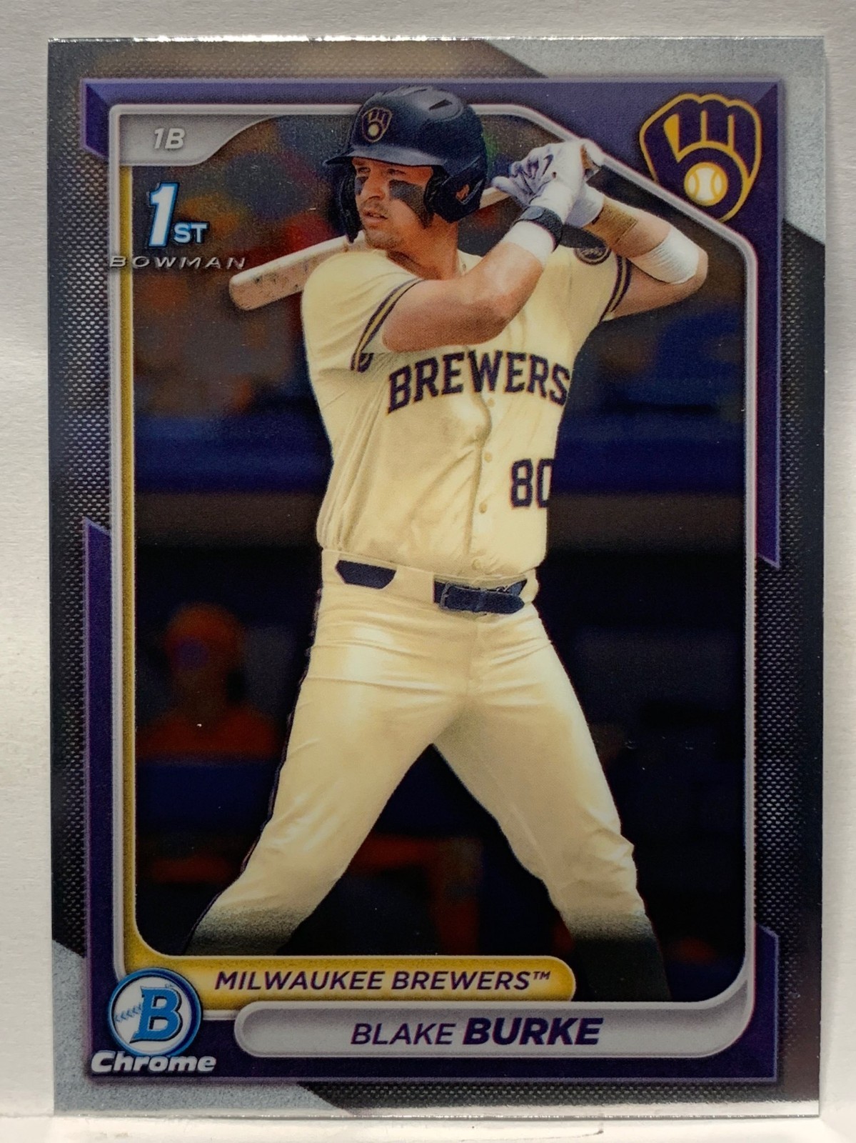 BLAKE BURKE 1ST BOWMAN 2024 Bowman Draft Chrome 1st #BDC-95 MILWAUKEE BREWERS