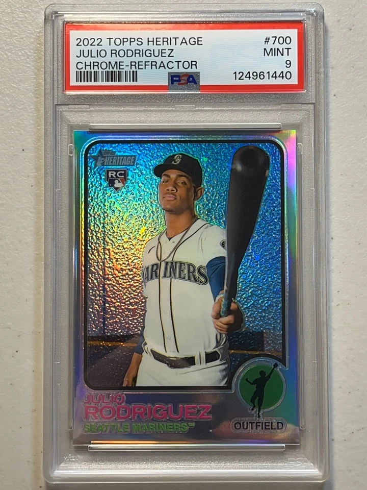 Julio Rodriguez PSA 9 2022 Topps Heritage /673 Chrome Refractor RC Rookie #700 - Image 3 of 4