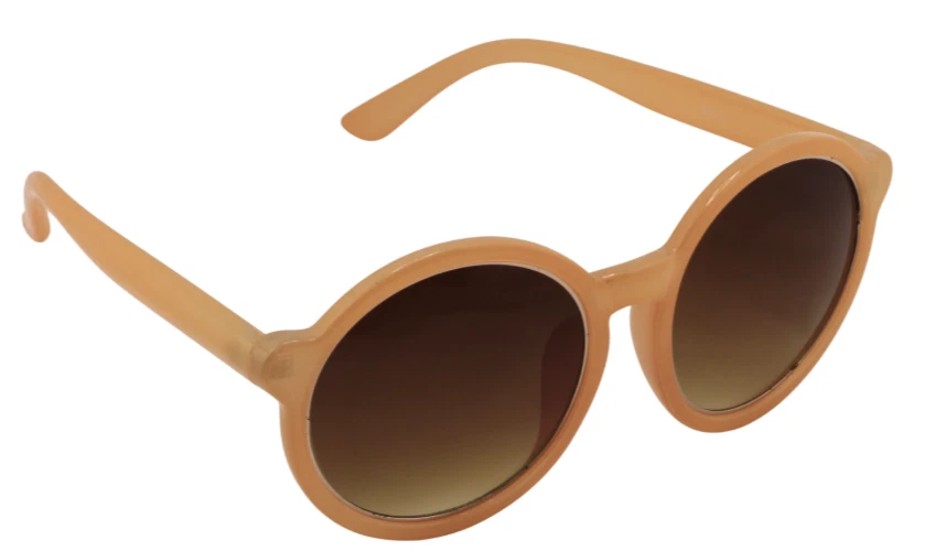 GAFAS DE SOL-Montura redonda de inspiración vintage con marco bronceado melocotón y lentes marrones degradados Foto 3 de 4