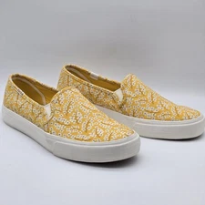 KEDS Womens Sneaker Shoe Slip On Size 9.5 M Floral Boho Flower Yellow Hippie