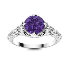 Amethyst Stone 925 Sterling Silver Handmade Anniversary Solitaire Ring