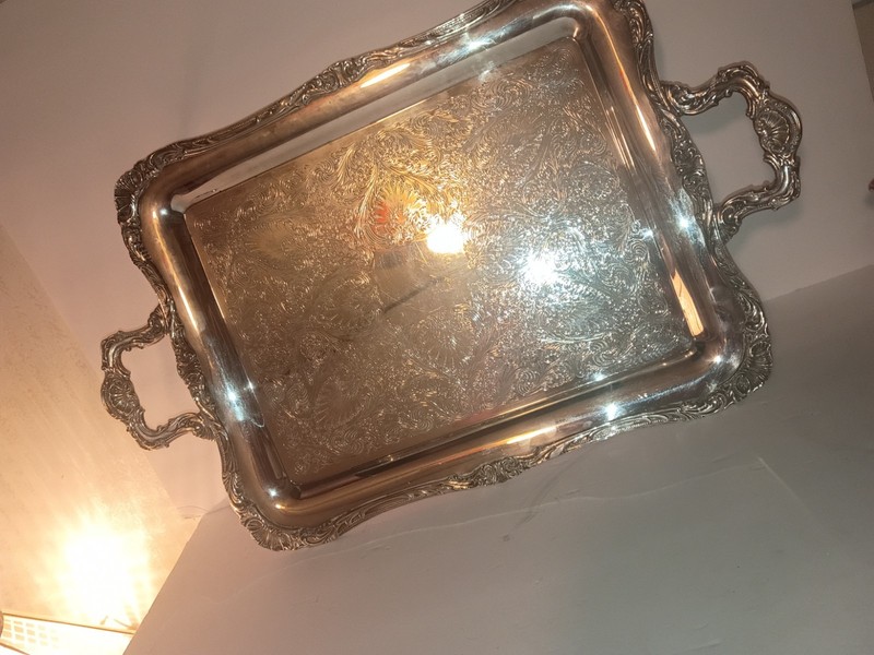 Vintage Silverplate  Wm Rogers 290 Butler Tray & Sheets Rockford 1105 Round Plat