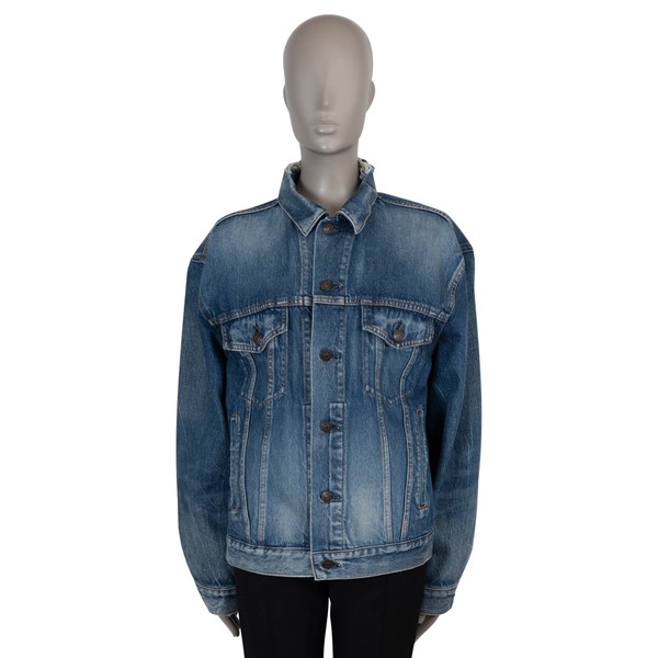 72969 Auth BALENCIAGA Blue Cotton 2019 LIKE A MAN OVERSIZED DENIM Jacket 36 XS