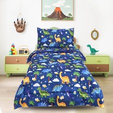 Toddler Bedding Set for Boys - 4 Piece Dinosaur Toddler Comforter Set Include...