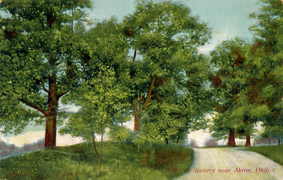 A BIT OF SCENERY NEAR AKRON, OHIO. OH. TREE LINED DIRT ROAD. RURAL VIEW ...