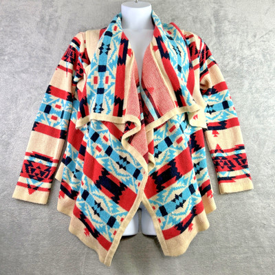 Moon Collection Womens M Aztec Tribal Cardigan Sweater Open Cascade Southwestern