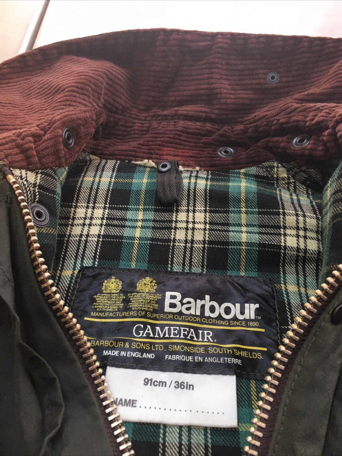 Vintage 1980s Barbour C36 Mens Olive Waxed Jacket - S (42in) | Superb Condition! image 3