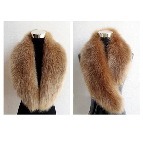 Luxury Fluffy Faux Fox Fur Fur Collar Women Thick Warm Furry Scarf - Bild 4 von 27