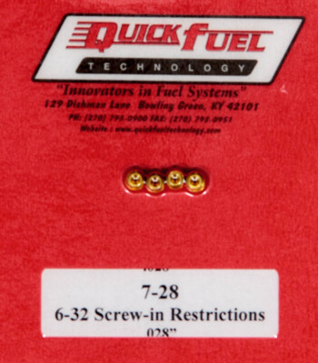 .028in 6 32 Schraubeinsatz-Beschränker (4er-Pack) QUICK FUEL TECHNOLOGY 7 28QFT