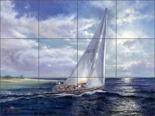 Ceramic Tile Mural Backsplash Mirkovich Sailing Sailboat Nautical Art NMA072