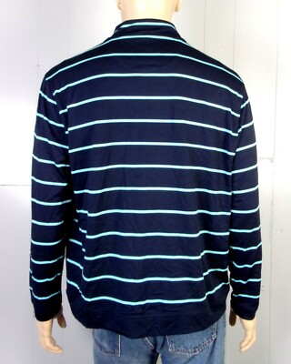 Chemise Greg Norman Pour Tasso Elbe - Rayée Bleu/Aqua - Taille L - 1/2 Zip