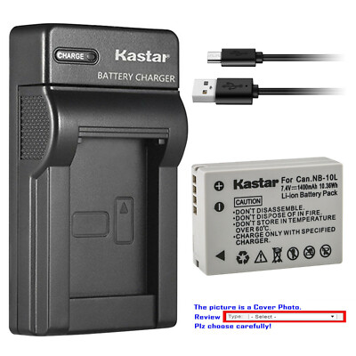 Kastar Battery Slim Charger for Canon NB-10L CB-2LC & Canon PowerShot SX50 HS
