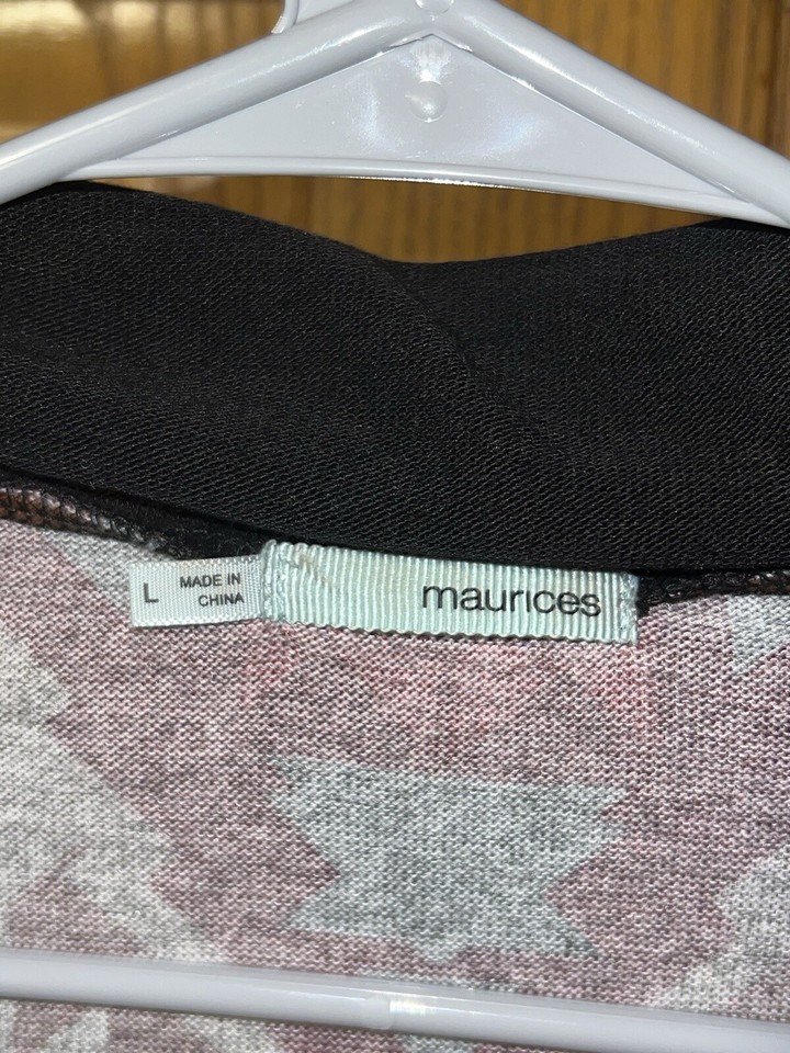 Women's Maurices Open Front Cover Up Sweater Cardigan Aztec Size Large