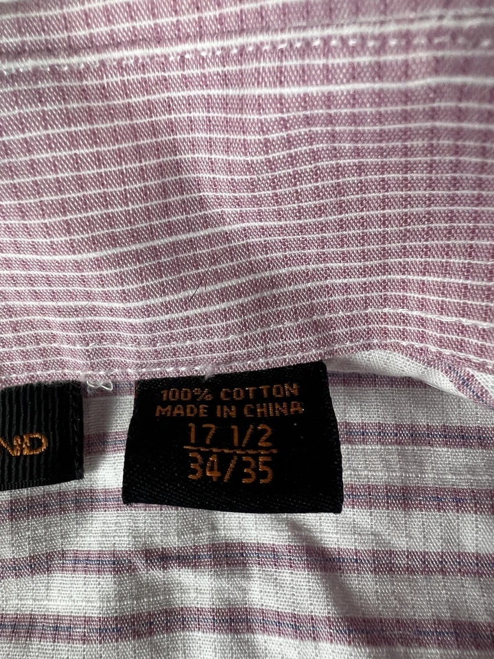Camisa Steven Land Para Hombre 17.5 34/35 Rosa Manga Larga Abotonada Puño Francés Borde Foto 3 de 4