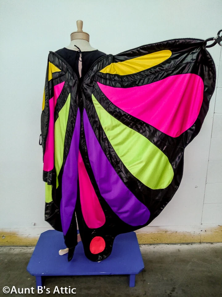 Butterfly Costume 4 Pc 2 In One Black Multi Jacket Or Dress Wings & Antenna - Image 3 of 4