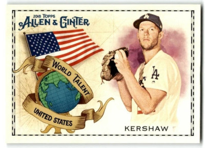 2018 Topps Allen & Ginter World Talent SP #WT-48 Clayton Kershaw LA Dodgers HOF