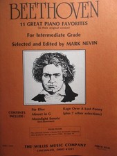 Beethoven 11 Great Piano Favorites Original Versions Intermediate Willis Music