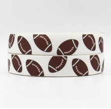 3 yards 7/8" Football Grosgrain Ribbon , Sport Ribbon