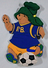 RARE VTG 1990 EDEN TOYS PADDINGTON BEAR W/ SOCCER BALL PLUSH WALL HANGING NEW