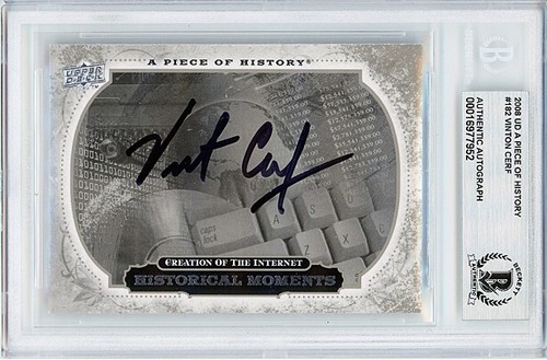 -VINT CERF- INTERNET INVENTOR Beckett BAS Signed/Autograph/Auto Upper Deck Card