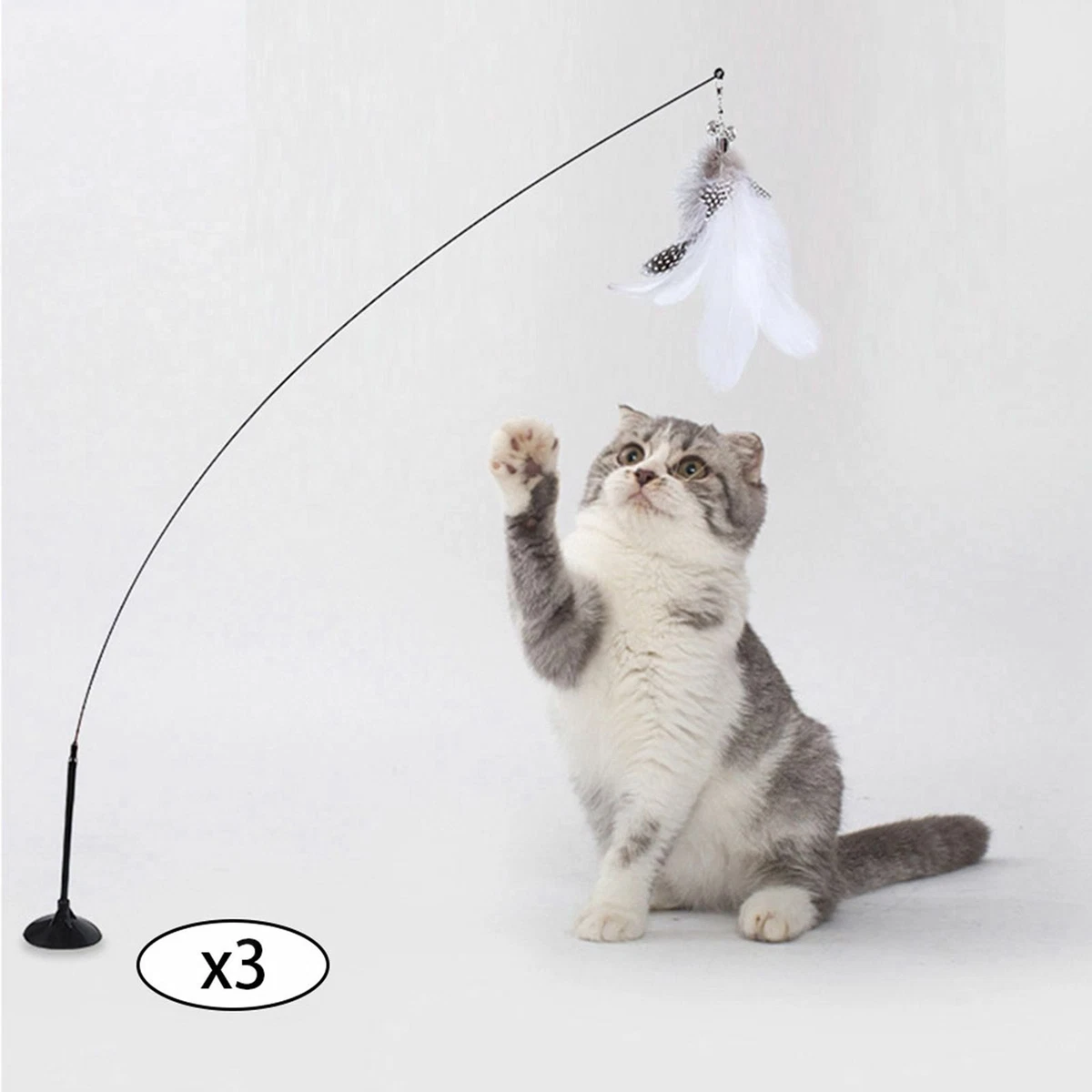 3pcs Cat Stick Toy Interactive Strong Suction Cat Toys for Kittens Training