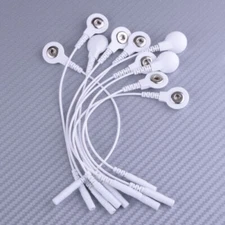 Hot 10pcs Electrode Lead Wires Pin-To-Snap Adapter Cables Plug w/ TENS 2 to 3.5m