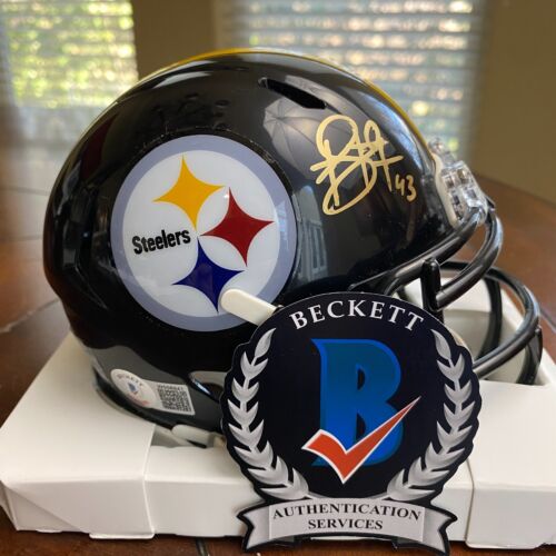 Troy Polamalu signierter signierter Pittsburgh Steelers Minihelm Beckett - Bild 1 von 3
