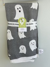 Ghost Party BABY Blanket Gray Halloween Ghosts 32 x40 Rare New