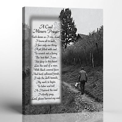 Coal Miners Prayer Canvas Print, Coal Miner Gifts for Men, Mining Cave Decor