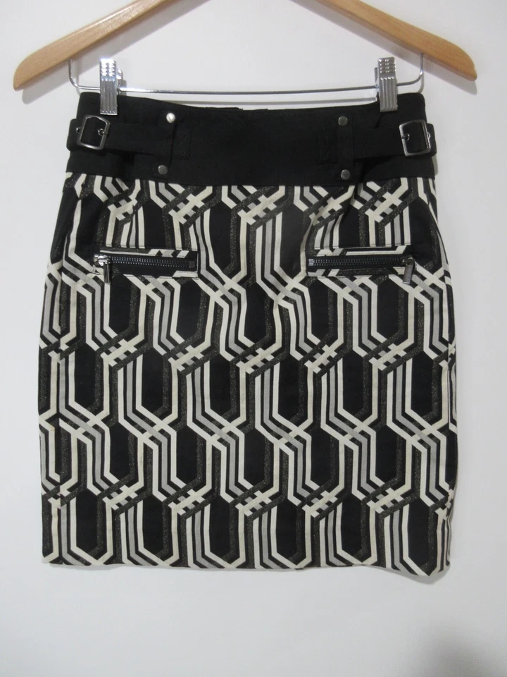 Talla 00 Etcetera Falda Lápiz Negra Whisical Gótica Academia Carrera Cremallera Bolsillos Traseros Foto 3 de 4