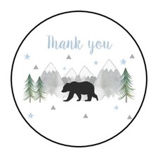 30 1.5" THANK YOU BEAR ADVENTURE ROUND ENVELOPE SEALS STICKERS FAVOR LABELS