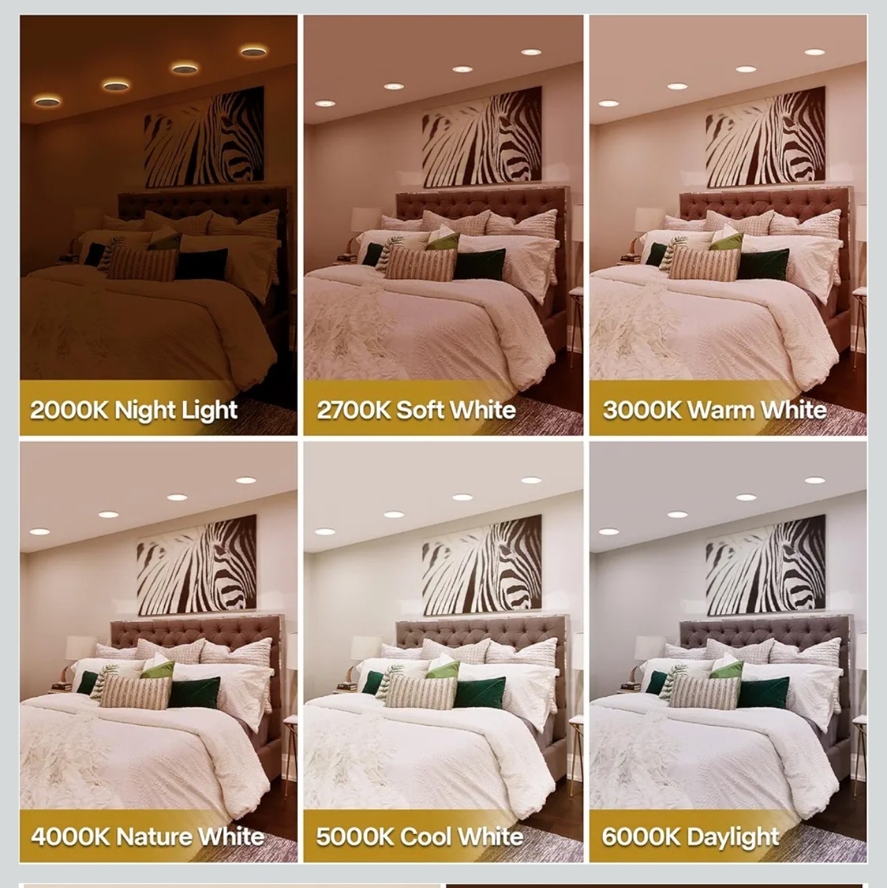 12 Pack 5/6 Inch LED Can Lights with 2000K Night Light 5CCT Dimmable 1200LM